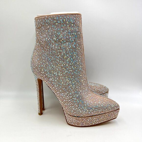 NEW Madden Girl Size 8 Lorile Blush Jeweled Encrusted Platform Ankle Boots Shoes - Picture 1 of 14